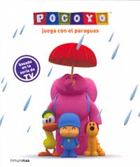 Pocoyo juega con el paraguas